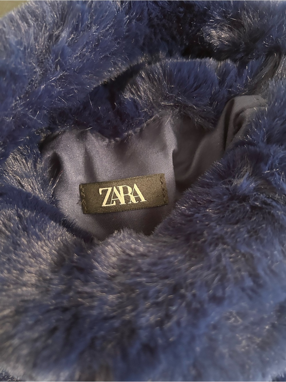 Zara Plush Faux Fur Mini Bag - Deep Blue - Picture 2 of 2
